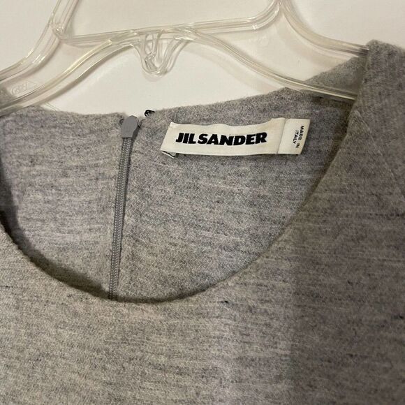 JIL SANDER Heather Gray Short Sleeve Wool Angora Dress with pockets XL - Picture 4 of 6